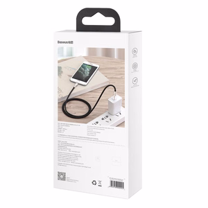 USB cable jaoks Lightning Baseus Cafule, 2.4A, 1m (must)