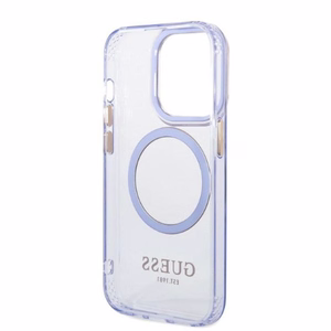 Guess GUHMP14LHTCMU iPhone 14 Pro 6.1" lilla/lilla hard ümbris kuldne Outline Translucent MagSafe