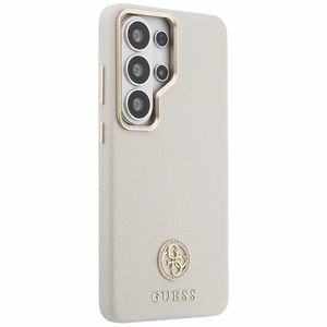 Guess ümbris Rhinestone Round Logo MagSafe Samsung Galaxy S26 Ultra beež