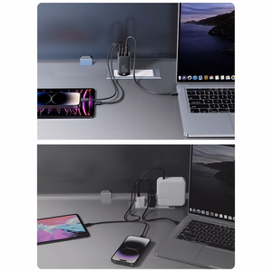 Joyroom fast GaN charger 65W USB-A, 2x USB-C black + USB-C - USB-C cable 100W 1.2m (TCG01)