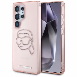 Karl Lagerfeld Rhinestones K. Head Logo Samsung Galaxy S25 Ultra Ümbris roosa