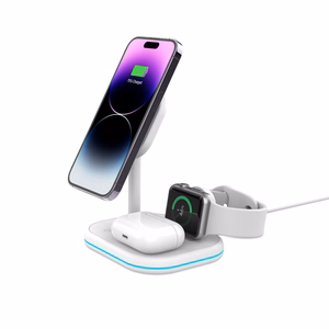 Tech-Protect QI15W-A27 3-in-1 induktiivne laadija koos MagSafe alus jaoks smartphone / Apple Watch / AirPods - valge