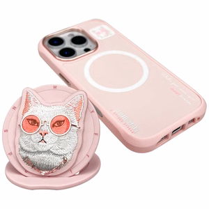 Nimmy Glasses Cool Cat MagSafe Ümbris jaoks iPhone 16 Pro Max - Roosa