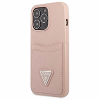 Guess GUHCP13LPSATPP iPhone 13 Pro / 13 6.1 "roosa / roosa hardcase SaffianoTriangle Logo Cardslot