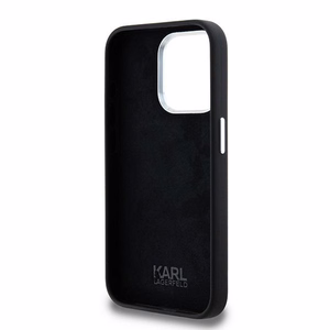 Karl Lagerfeld Silicone Metal Script Logo iPhone 15 Pro Max Ümbris - Must