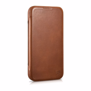 iCarer CE Oil Wax Premium Leather Folio Case iPhone 14 Plus magnetic flip case MagSafe brown (AKI14220707-BN)