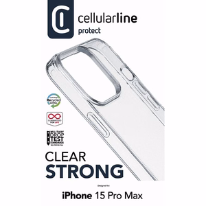 Cellularline Clear Strong ümbris seadmele iPhone 15 Pro Max, antimikroobse kaitsega, läbipaistev