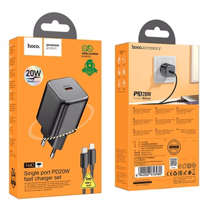 Phone Laadija Hoco USB C QC PD 20W + Kaabel USB C to Lightning N40 must