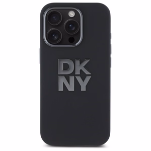 DKNY Liquid Silicone Metal Logo iPhone 16 Pro Ümbris - Must
