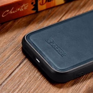 iCarer Leather Oil Wax naturaalse nahaga kaetud ümbris iPhone 14 sinisele (WMI14220717-BU)