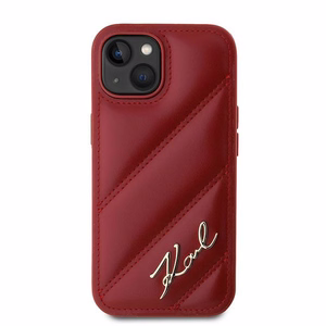Karl Lagerfeld Diagonal Quilted Script ümbris jaoks iPhone 15 / 14 / 13 - punane
