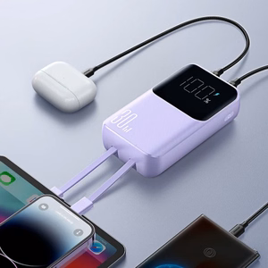 Akupank Joyroom JR-PBC07 violetne 20000mAh 30W (PD / QC3.0) + integreeritud Type-C / Lightning kaablid