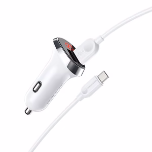 Borofone Car laadija BZ15 Auspicious - 2xUSB - 2,4A with USB to MicroUSB kaabel valge