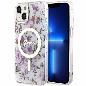Guess GUHMP14MHCFWST iPhone 14 Plus 6.7" läbipaistev hardcase Flower MagSafe