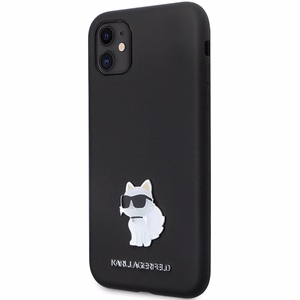 Karl Lagerfeld KLHCN61SMHCNPK ümbris jaoks iPhone 11 / Xr - must Silicone C Metal Pin