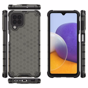 Honeycomb Case soomuskaitse TPU kaitsekattega Samsung Galaxy A22 4G mustale küljele