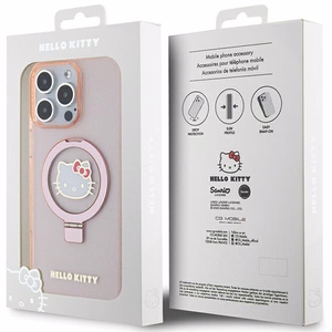 Hello Kitty Ring Stand Glitter Electrop Logo MagSafe Ümbris jaoks iPhone 15 Pro Max - Roosa