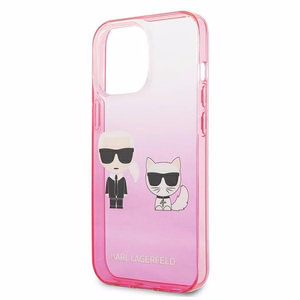 Чехол Karl Lagerfeld для iPhone 13 Pro KLHCP13LTGKCP (K Choupette Centered) градиент розовый