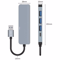 HUB Tech-Protect V0 5in1 USB-A - USB-A 3.0 / 3x USB-A 2.0 / USB-C - hall