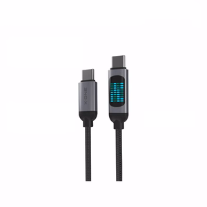 X-ONE FlowLink liikuva LED-valgusega andmekaabel – C–C tüüpi – 5A, kuni 100W, 1,2m, must