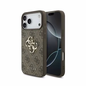 Guess PU 4G Metal Logo ümbris Apple iPhone 18 Pro telefonile, pruun