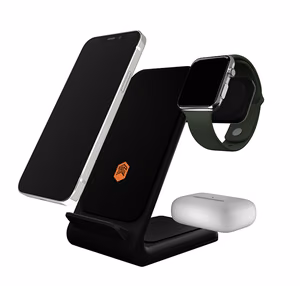 STM ChargeTree Swing 3-in-1 laadimisjaam telefonile, AirPodsile ja Apple Watchile, must