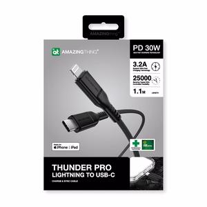 Amazing Thing Cable Tough Pro CLC120MTOBK - Type C to Lightning - PD 30W 3,2A 1,2 metres black