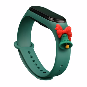 Rihm Xmas Xiaomi Mi Band 3 / 4 jõuludeks Silikoonist käepael koos kellaga - tumeroheline