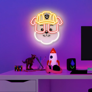 Riputatav Paw Patrol LED-neoonvalgusti pleksiklaasil – Rubble OW-130446
