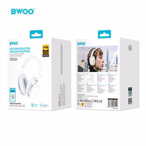 BWOO ANC Juhtmevaba Headphone Premuim Sound Quality BW587 valge