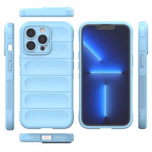 Чехол Magic Shield для iPhone 13 Pro гибкий бронированный светло-голубой