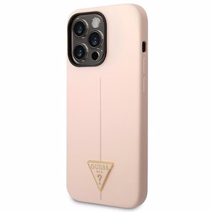 Guess GUHCP14XSLTGP Silicone Triangle ümbris seadmele iPhone 14 Pro Max 6.7", roosa