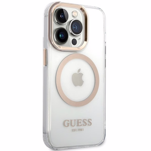 Guess Metal Outline MagSafe ümbris jaoks iPhone 15 Pro - kuldne