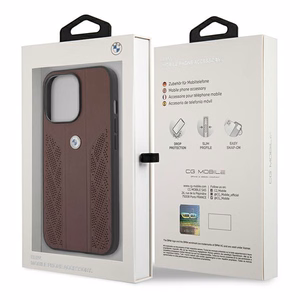 BMW Leather Curve perforeeritud ümbris iPhone 13 Pro / iPhone 13 jaoks - punane