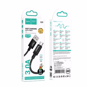 Кабель USB A to USB C Hoco 3A 2 m X89 черный