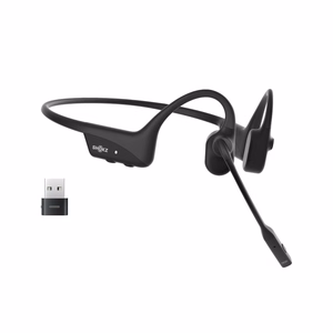 SHOKZ OpenComm2 UC 2025 juhtmevabad Bluetooth luujuhtivusega kõrvaklapid videokonverentsideks USB-C laadimispordiga ja USB-A adapteriga, mürasummutava mikrofoniga, mustad