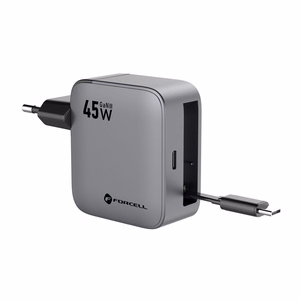 Phone laadija Forcell F-Energy GaN USB C + retractable kaabel USB C PD QC4.0 3A 45W VT-R5 hall