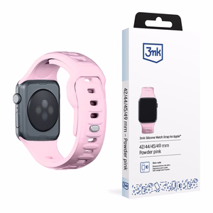 3mk silikoonrihm Apple Watchile, 42/44/45/46/49 mm, puudriroosa, suur suurus