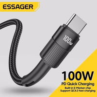 USB Kaabel Essager "Star" Must "Type-C / Type-C" 200cm (kuni 100W)