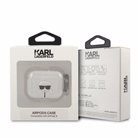 Karl Lagerfeld Glitter Karl's Head ümbris AirPods 3 jaoks - hõbedane