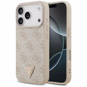 Guess Leather 4G Triangle Strass MagSafe ümbris iPhone 18 Pro / 17 Pro – roosa