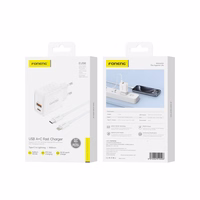 FONENG võrgulaadija EU56 GaN PD 20W 1xUSB-C + 1xUSB QC3.0 + kaabel USB-C - Lightning valge