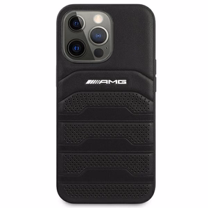 AMG AMHCP14XGSEBK Leather Debossed Lines ümbris seadmele iPhone 14 Pro Max 6.7", must