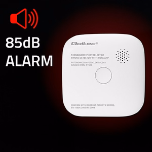 Qoltec 52579 Juhtmevaba suitsuandur akuga | Tuya | Wi-fi | anduri tööiga 10 aastat | alarm 85dB | LED