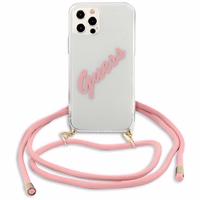 Guess Script Vintage iPhone 12 Pro Max 6.7" ümbris - roosa