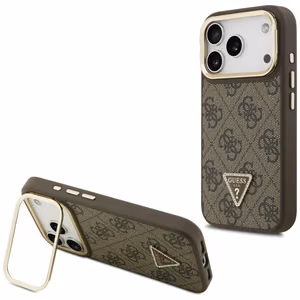 Guess 4G PU Triangle Logo & Stand Camera Magsafe чехол iPhone 17 Pro - коричневый