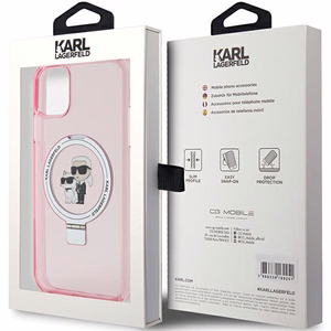 Karl Lagerfeld Ring Stand Karl&Choupette MagSafe чехол для iPhone 11 / Xr - розовый
