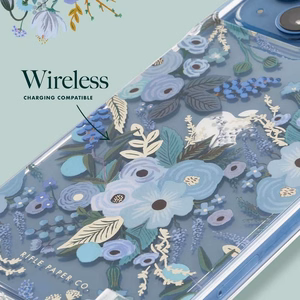 Rifle Paper Co. Garden Party Blue ümbris iPhone 14 Plusile, sinine lillemuster