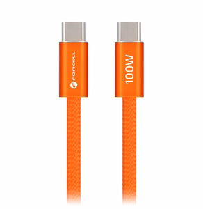 Kaabel USB C USB C Forcell F-Energy QC4.0 PD 5A 100W Cafule Flat 1,2 m CCFN23 oranž