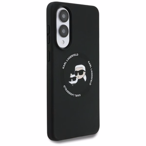 Karl Lagerfeld Silicone nauble Heads And Circle MagSafe ümbris jaoks Samsung Galaxy S25 Edge - must